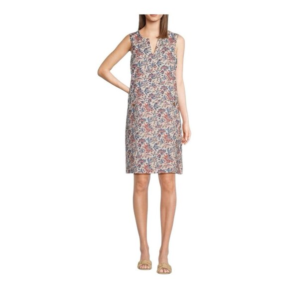 J.McLaughlin Size Large Multi Floral Rue 100% Linen Sheath Dress NWT $218 - Picture 1 of 8